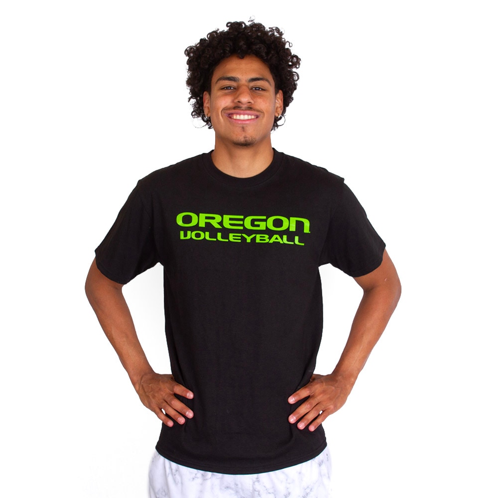 Oregon, McKenzie SewOn, Black, Crew Neck, Cotton, Men, Unisex, Volleyball, T-Shirt, 543590